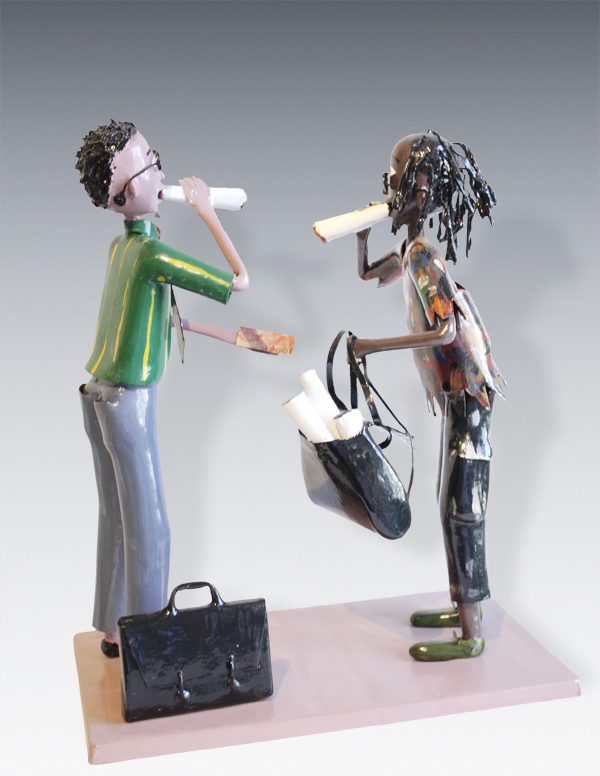 Kiffer Metallskulptur Pot Smoker Metal Figures Ahadsi C